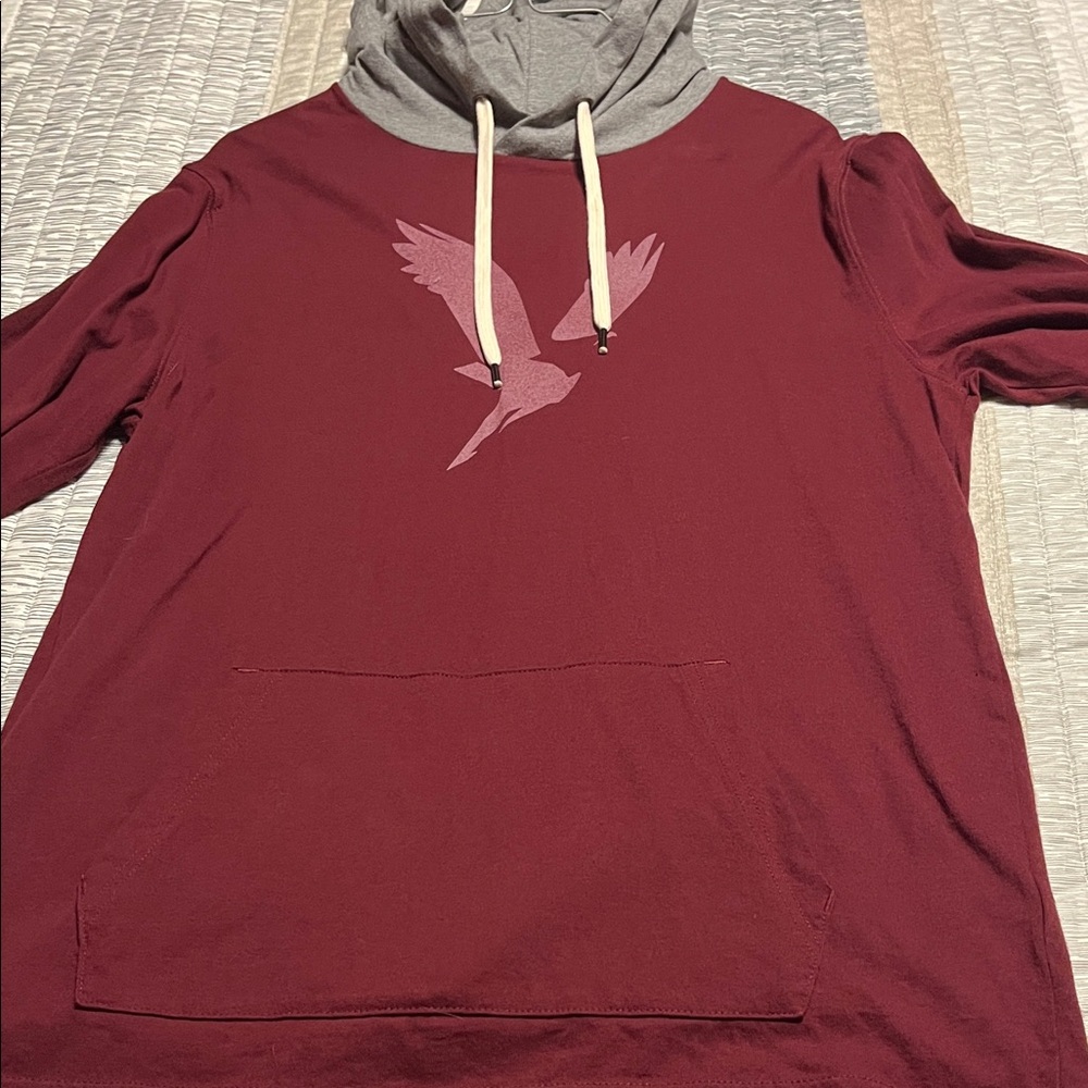 American Eagle Outfitters Maroon and Gray 
T-Shirt Hoodie